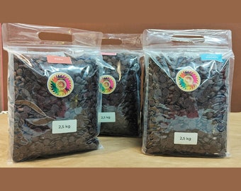 2,5 kg (5,5 lb) en vrac | CACAO en poudre de pépites de chocolat et de beurre - Origine unique | Equateur - Madagascar - Venezuela - Saint-Domingue - Pérou'