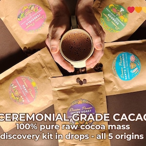 Ceremonial Collection kit - 200g x 5 origins | Premium Raw Pure 100% cocoa mass – Organic, Vegan, Gourmet, Keto