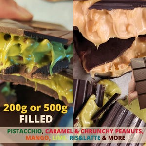 HUGE Viral Dubai Chocolate Bar| Personalize | Pistacchio Hazelnuts Caramel Filling | Generous Filling or Topping Customized