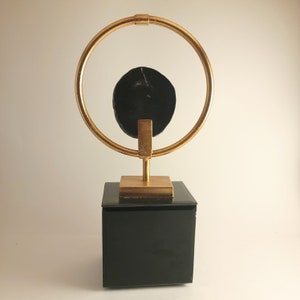 Black Agate Slice Display Sculture