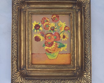Original Rendition Van Goghs Sonnenblumen / gerahmtes Kunst / Öl auf Leinwand