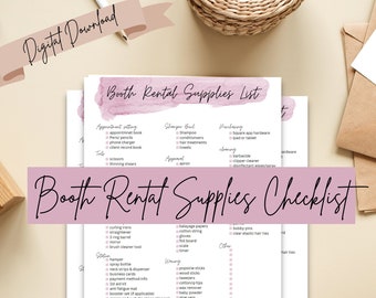 Salon Booth Rental Supplies Checklist for Cosmetologists (Digital Download)