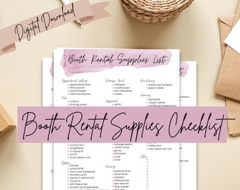 Booth Renters Supplies Checklist, Basics checklist, Begginers booth rental checklist, Salon Must Haves, Digital Download