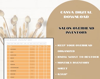 Salon Inventory Management Template Digital Supplies Tracker Spreadsheet Download