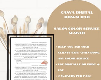 Hair Salon Chemical Service Waiver Digital Download Consent Form Template
