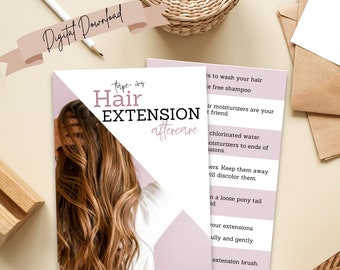 Hair extension tape ins aftercare card, Tape in care card, Hair maintenance, Extension care instructions, Digital download