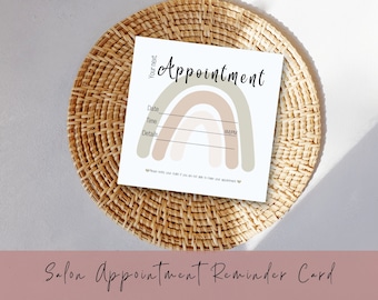 Appointment reminder card square, Digital download, Salon templates