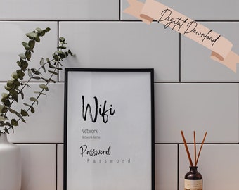 Wifi password template for salon or small business, Digital Download Wifi network sign