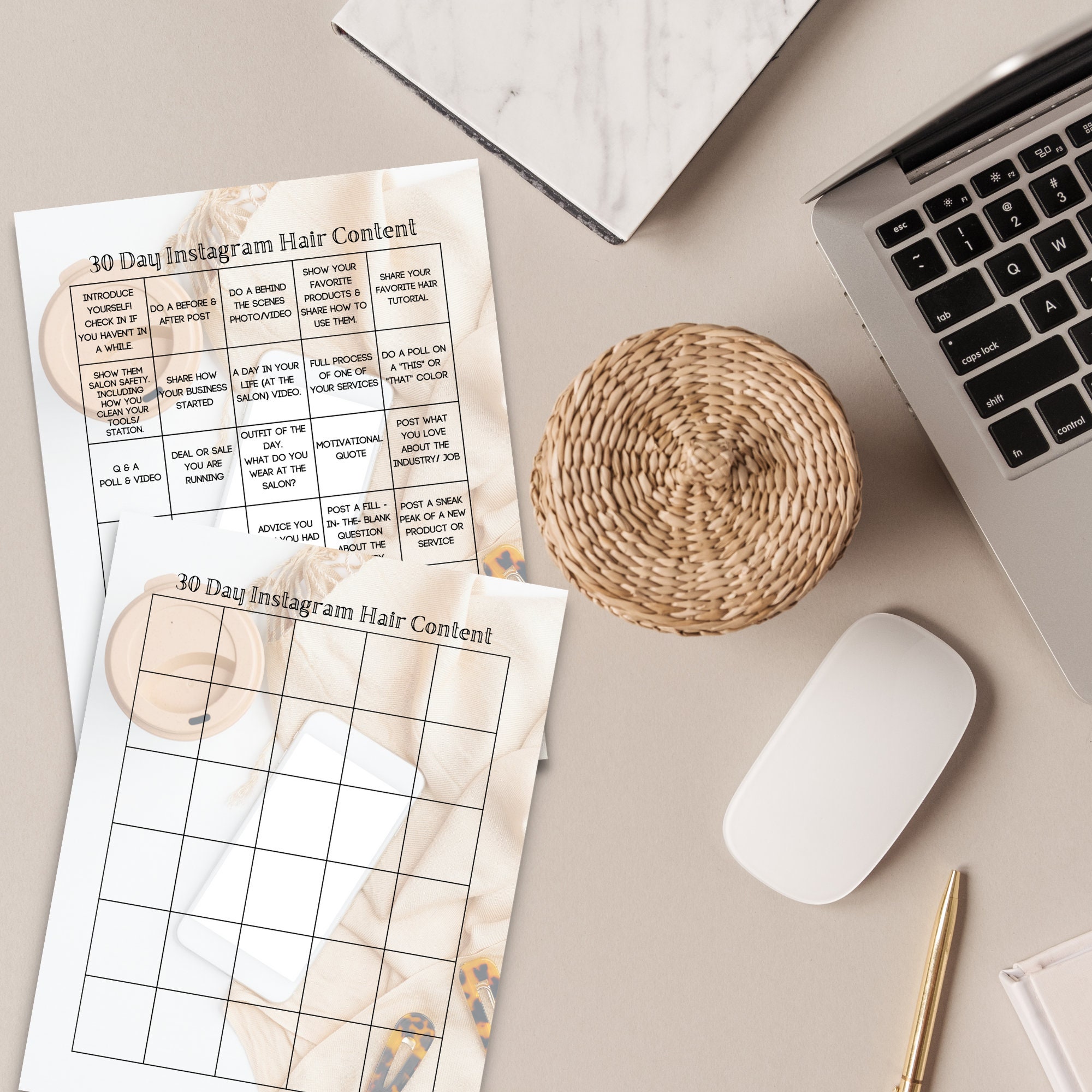 30 Day Instagram Social Media Content Template for Salons Posting Ideas ...