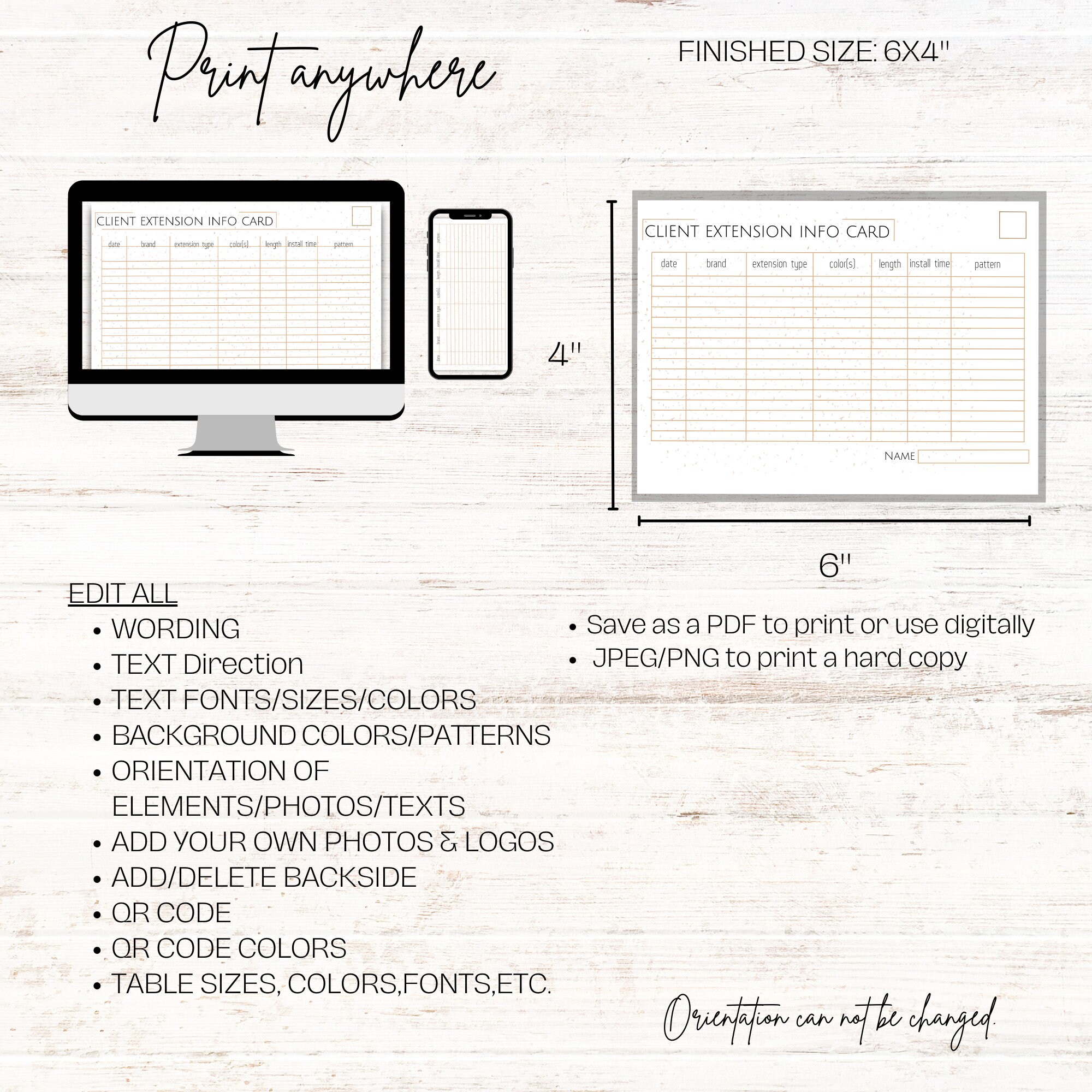 Intake Card Salon Client Intake Form, Client History Template, Client Record ...