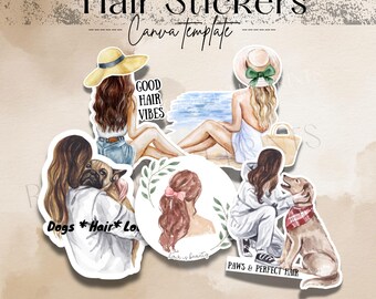 Waterproof Hairstylist Sticker Pack of 5 Cosmetology Car Decals for Dog Lovers