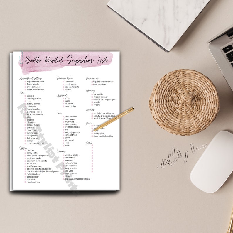 Booth Renters Supplies Checklist Salon Must Haves Digital Etsy