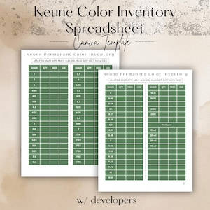 Keune Color Inventory Spreadsheet: Digital Download for Stylists' Organization & Tracking