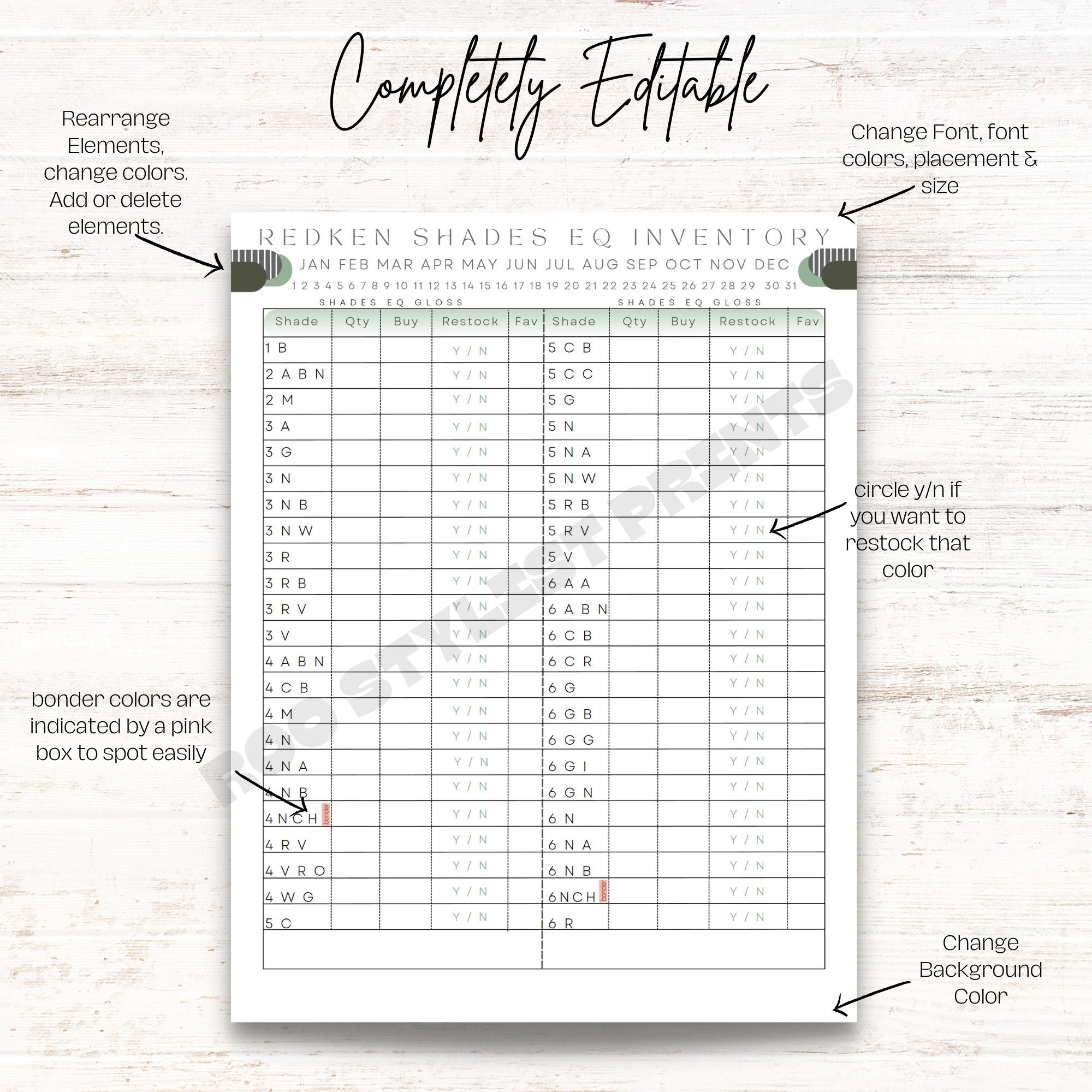 Shades EQ Inventory List Redken Shades EQ Color Inventory Etsy