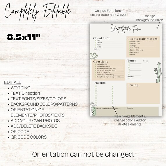 Client Record Card for Clients, Cactus Boho, Salon Client History, Digital  Download - Etsy UK