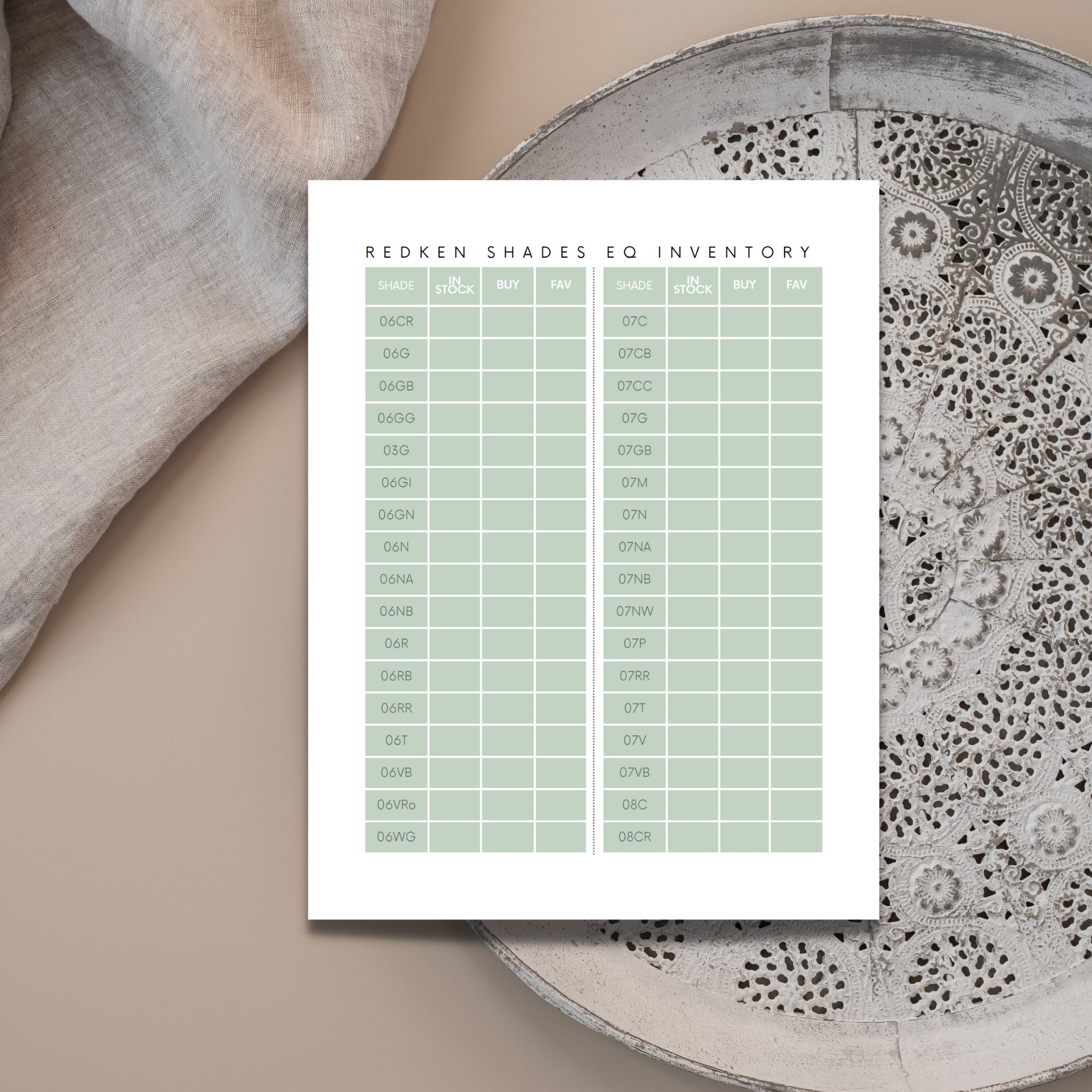 Shades EQ Inventory List Redken Shades EQ Color Inventory Etsy