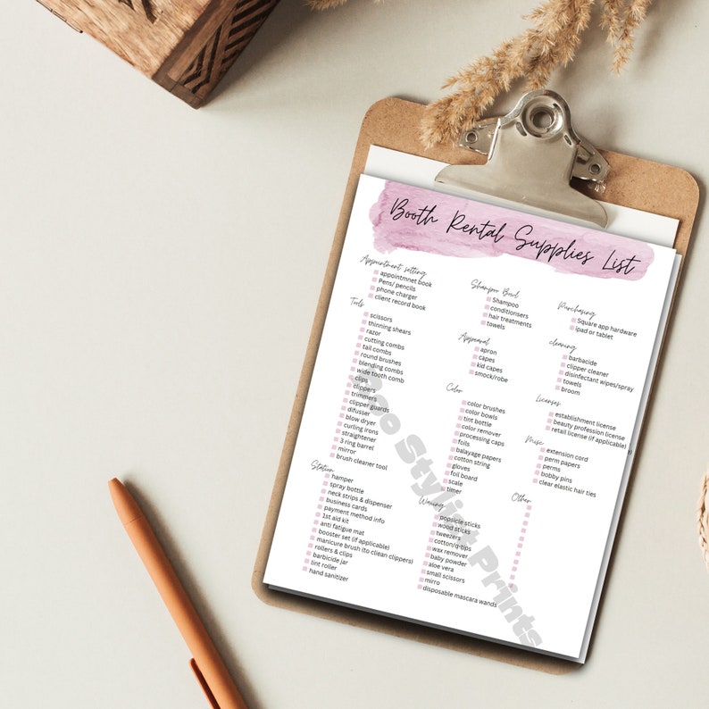 Booth Renters Supplies Checklist Salon Must Haves Digital Etsy