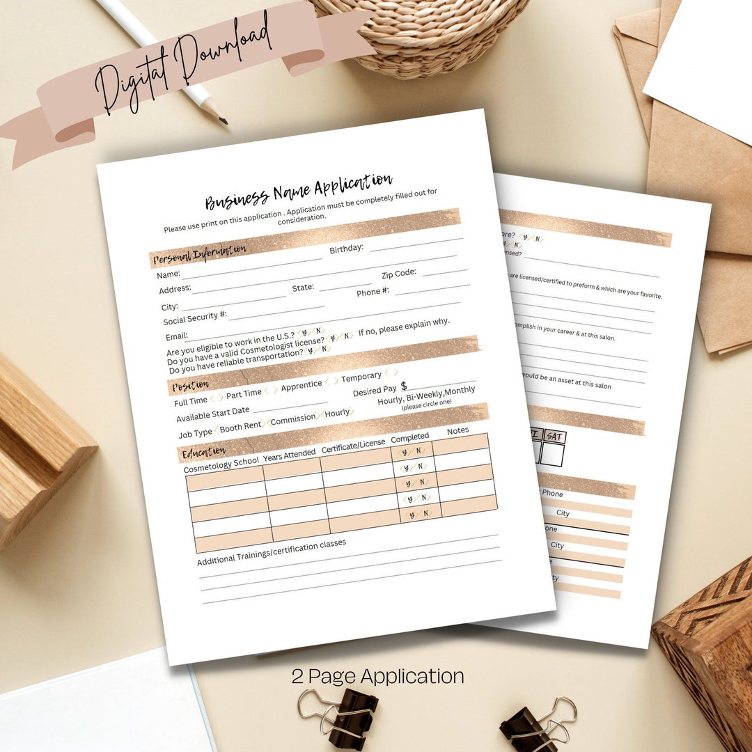Salon Job Application Template Small Business Employee Application Salon Job Application Template Small Business Employee Application