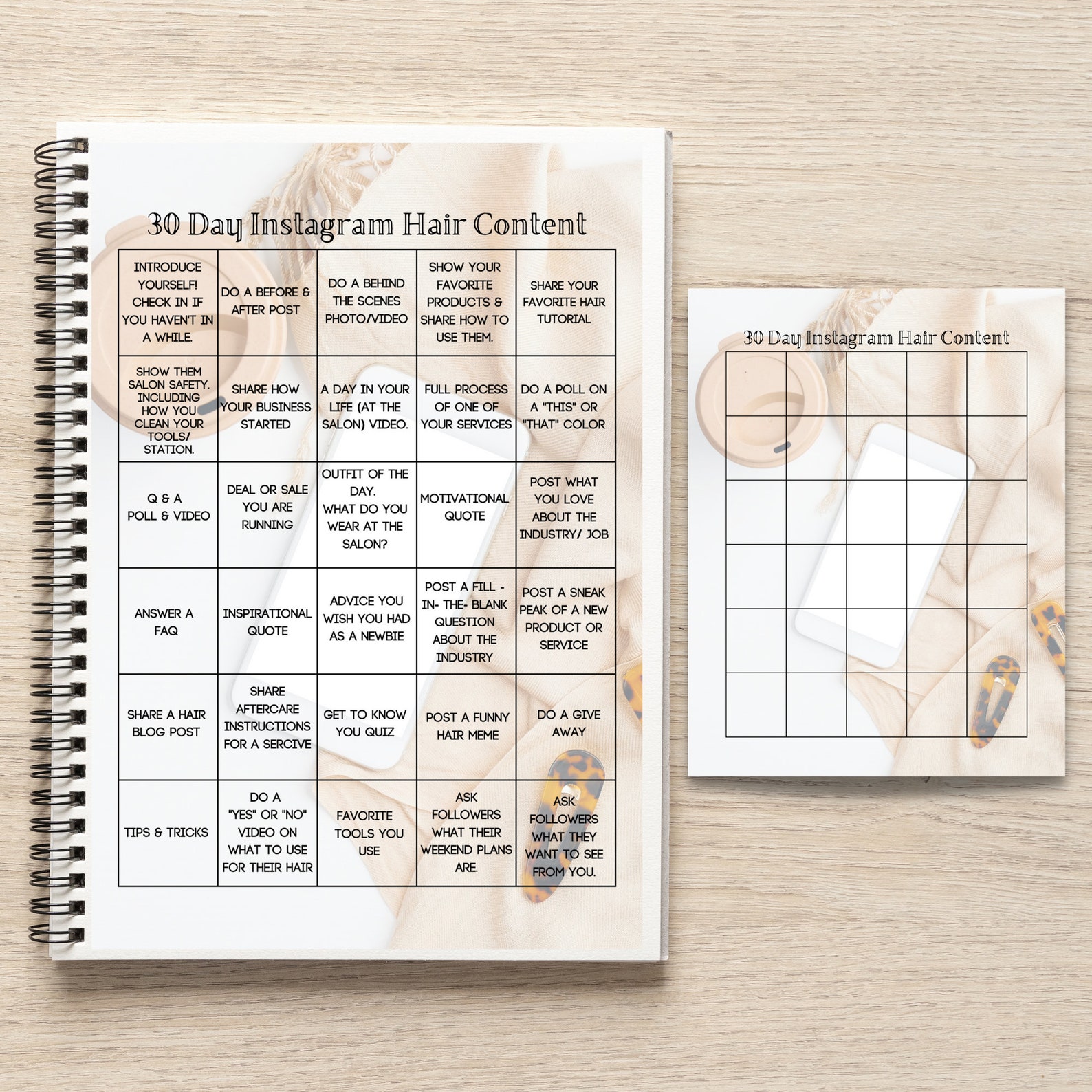 30 Day Instagram Social Media Content Template for Salons Posting Ideas ...