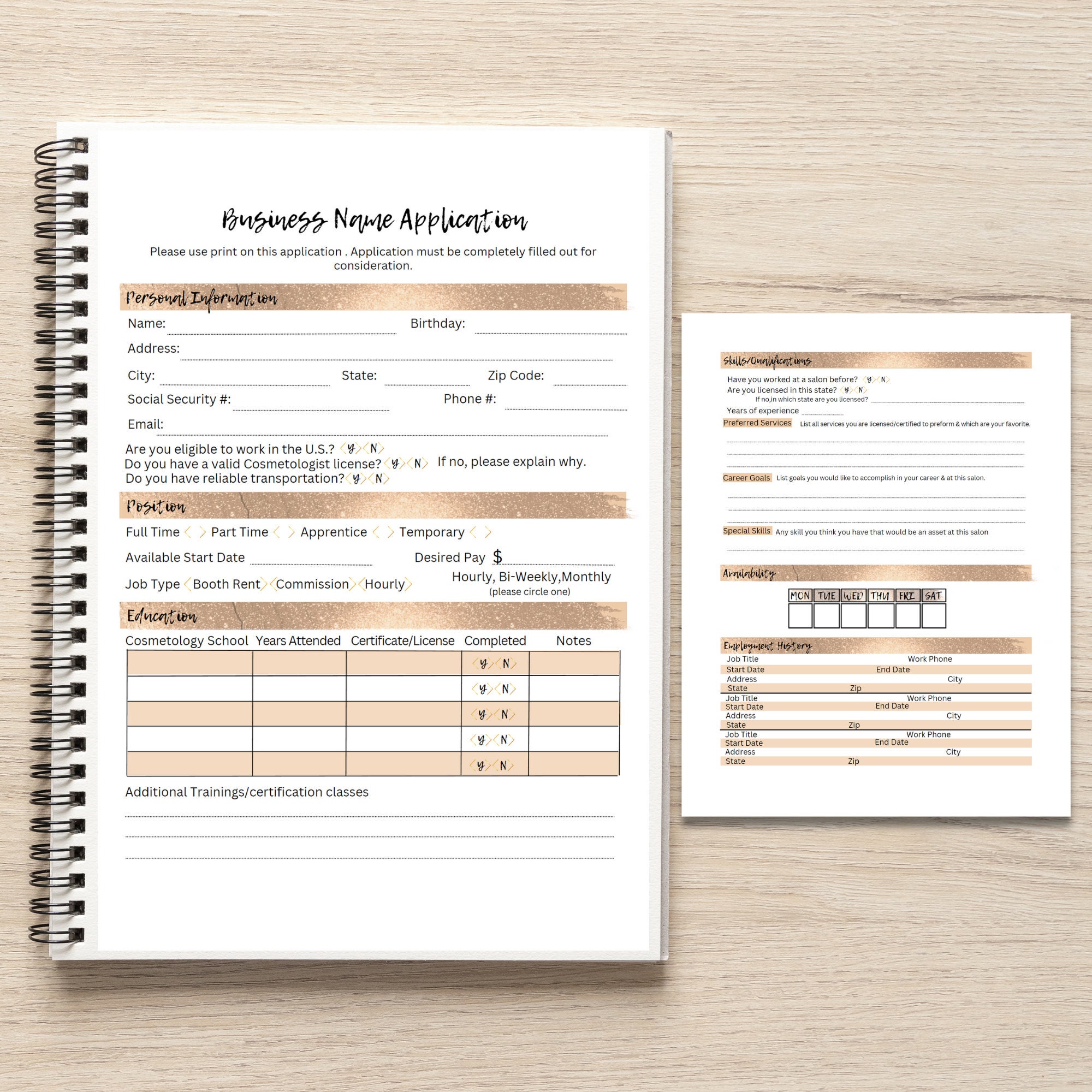 Salon Job Application Template Small Business Employee Application Salon Job Application Template Small Business Employee Application