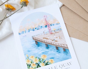 Vancouver Postcard Lonsdale Quay | 5"x7" | 8"x10" | 12"x16"| Minimal Design | Travel Art | Poster Illustration