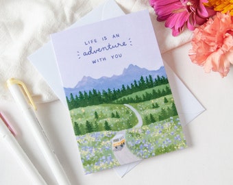 Adventures With You Card | Handmade Greeting Card | Illustration Art