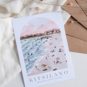 Vancouver Postcard Kitsilano 5x7 8x10 12x16 Minimal Design Travel Art Poster Illustration image 2