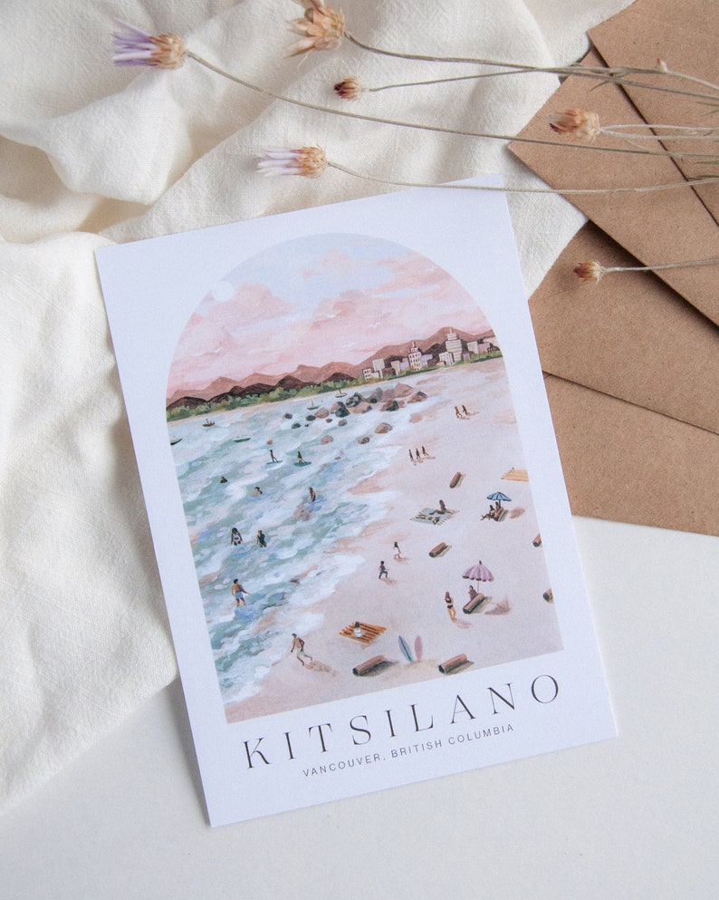 Vancouver Postcard Kitsilano 5x7 8x10 12x16 Minimal Design Travel Art Poster Illustration image 2