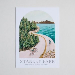 Vancouver Postcard Stanley Park 5x7 8x10 12x16 Minimal Design Travel Art Poster Illustration imagem 2