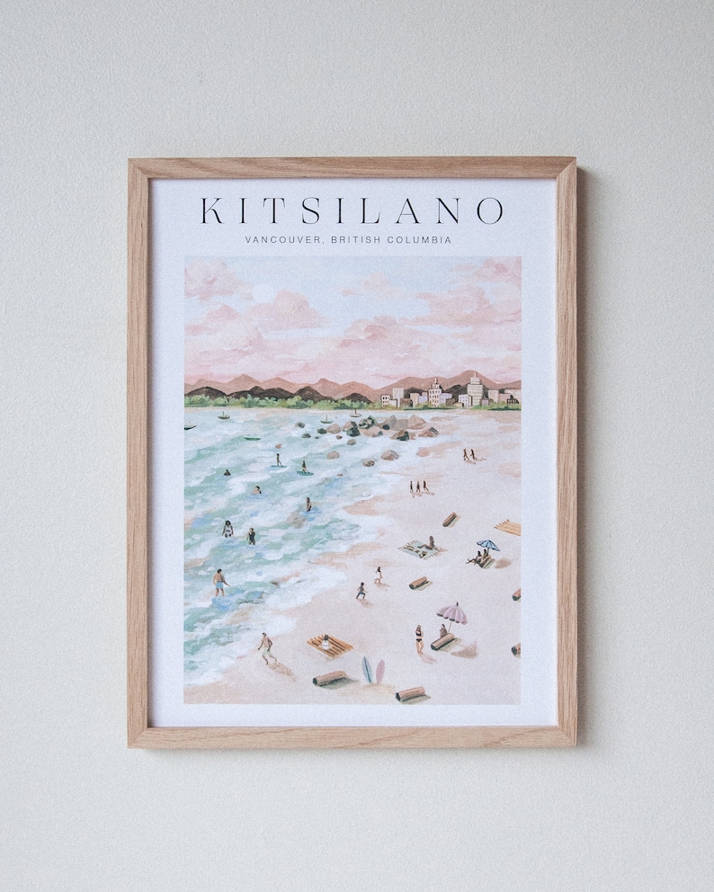 Vancouver Postcard Kitsilano 5x7 8x10 12x16 Minimal Design Travel Art Poster Illustration image 6