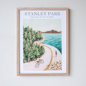 Vancouver Postcard Stanley Park 5x7 8x10 12x16 Minimal Design Travel Art Poster Illustration image 5