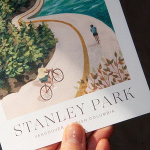 Vancouver Postcard Stanley Park 5x7 8x10 12x16 Minimal Design Travel Art Poster Illustration image 4