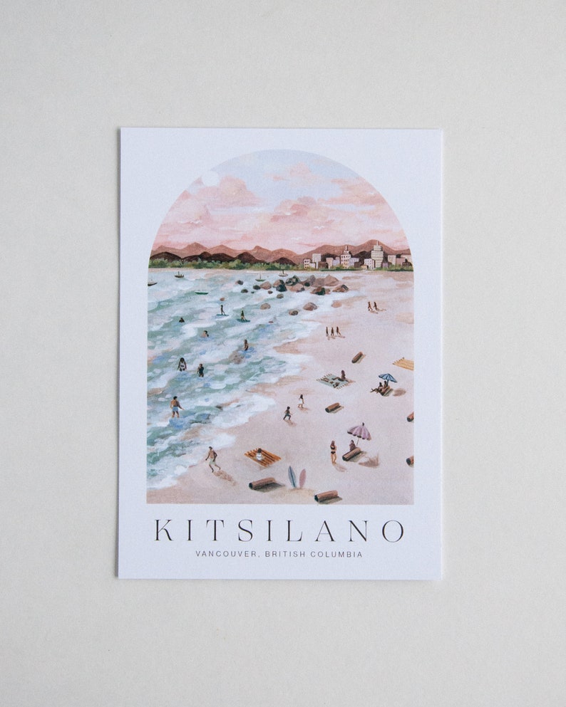 Vancouver Postcard Kitsilano 5x7 8x10 12x16 Minimal Design Travel Art Poster Illustration image 3