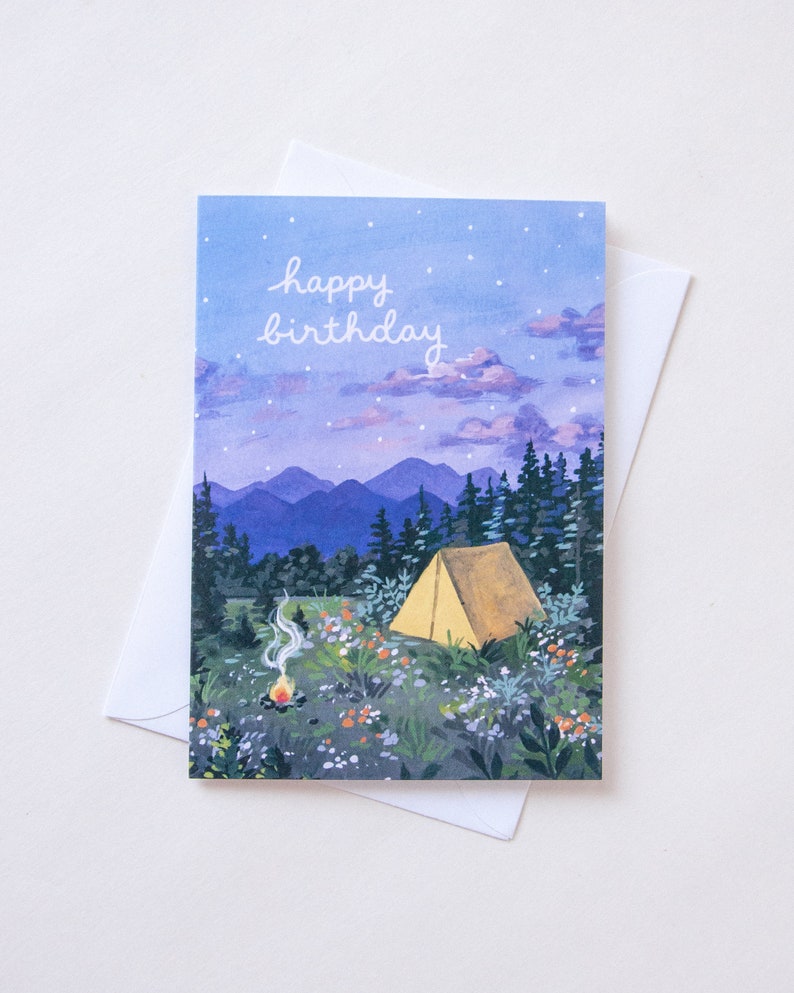 Camping Birthday Card Illustration Greeting Card image 2