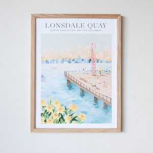 Vancouver Postcard Lonsdale Quay 5x7 8x10 12x16 Minimal Design Travel Art Poster Illustration image 6