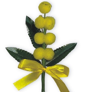 24 RAMETTI DI MIMOSA Sintetica con Pinza, Segnaposto, Centrotavolo, 13 cm. Artigianale fatte a mano