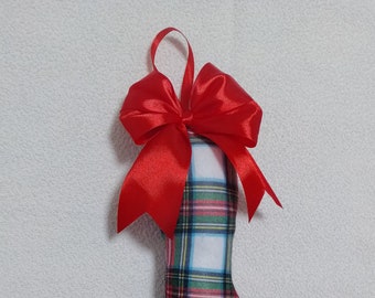 Natale Corno Cornetto Tartan Light Fiocco Scottish 30 cm Tradizione Napoletana Portafortuna Artigianale Fatto a Mano