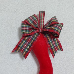 Natale Corno Cornetto Rosso Fiocco Scottish 18 cm Tradizione Napoletana Portafortuna Artigianale Fatto a Mano