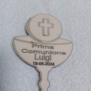 Prima Comunione Calice JHS in Legno da Personalizzare con Nome e Data 10 Pz 8 cm. Artigianali fatte a mano