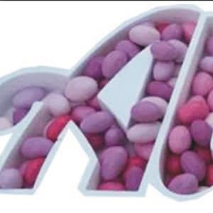 Porta Confetti Vassoio Scritta da Personalizzare in Polistirolo Altezza 15 cm