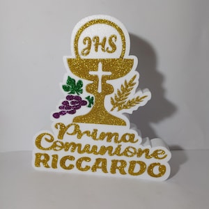 Scultura Scritta Prima Comunione da Personalizzare in Polistirolo 40 x 40 cm circa, spessore 5 cm circa