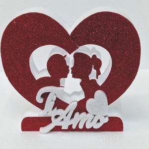 San Valentino Scritta TI AMO Fidanzati nel Cuore, in Polistirolo 35x25x5cm Festa degli Innamorati Artigianale