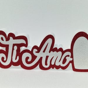 San Valentino Scritta Ti Amo con Cuore, in Polistirolo 15x50x5cm Festa degli Innamorati Artigianale
