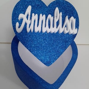 San Valentino Scatola Cuore Blu in Polistirolo da Personalizzare con Nome 25x25x16cm Festa degli Innamorati Artigianale