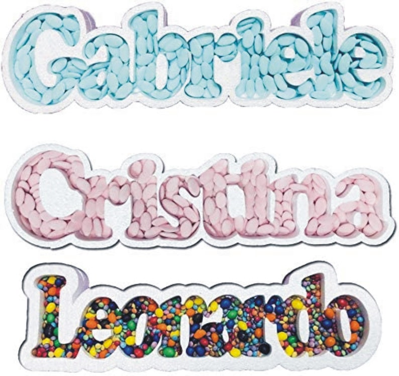 Porta Confetti Vassoio Scritta da Personalizzare in Polistirolo Altezza 15 cm immagine 2