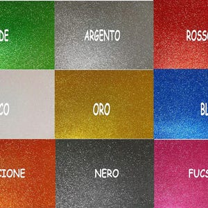 5 Foglio Gomma Eva Brillantinata Tinta Unita 1 solo colore 40 x 60 cm. Fai da te Creativo