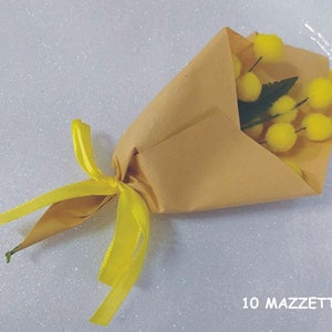 10 MAZZETTI DI MIMOSA Sintetica Confezionati Singolarmente