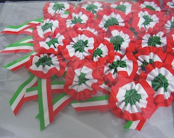 10 Coccarda Italia Tricolore 5 cm. diam. 10 cm Lunghezza con spilla dietro, Artigianali, fatte a mano