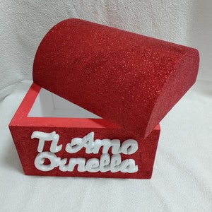 San Valentino Bauletto Ti Amo Portabaci in Polistirolo Personalizzato con Nome 25x23x20cm Festa degli Innamorati
