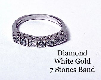 Vintage 14k White Gold Diamond Wedding Band, 0.5 ct, Size 5.75